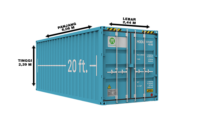 ukuran container 20 feet